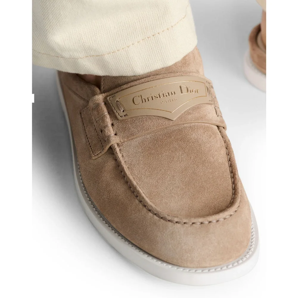 Dior Boy Mule Corde Beige Suede Leather Backless Slip On Logo Loafer Flat 42 - Picture 7 of 16